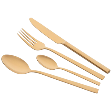 დანა-ჩანგლის ნაკრები Ardesto AR0704FSG Black Mars Favola, 4Pcs, Tableware Set, Gold