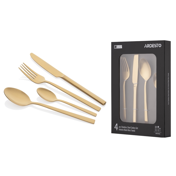 Ardesto AR0704FSG Black Mars Favola, 4Pcs, Tableware Set, Gold