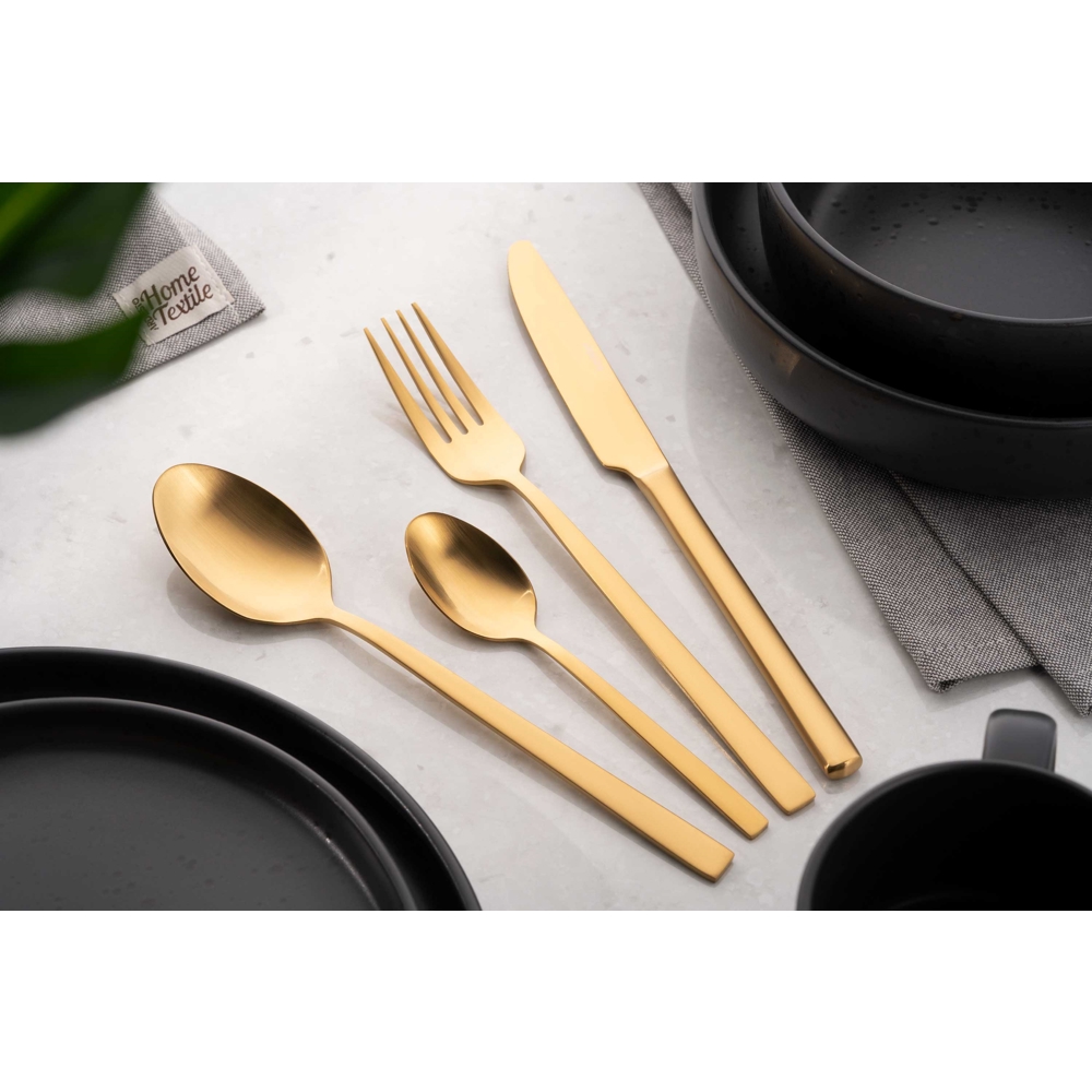 დანა-ჩანგლის ნაკრები Ardesto AR0704FSG Black Mars Favola, 4Pcs, Tableware Set, Gold