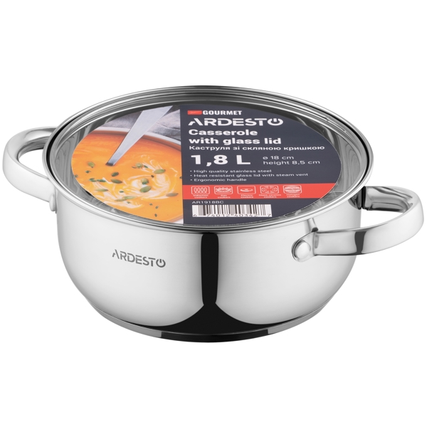 ქვაბი Ardesto AR1918BC Gemini Gourmet Aosta, 1.8L, 18cm, Silver