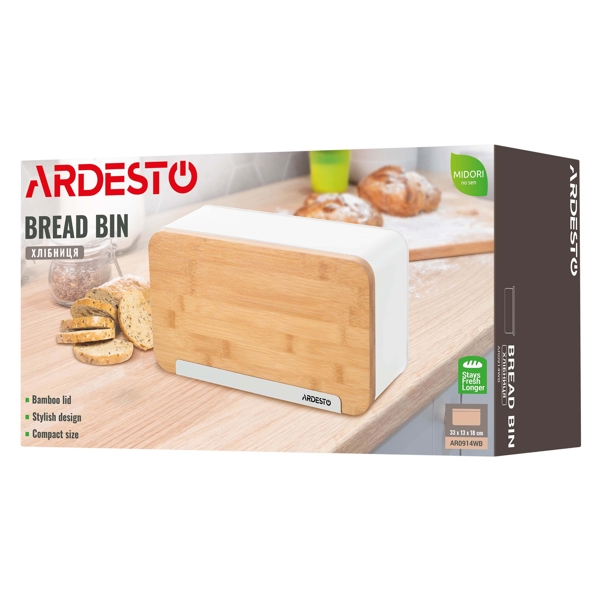 საპურე Ardesto AR0914WB Midori, Bread Bin, White