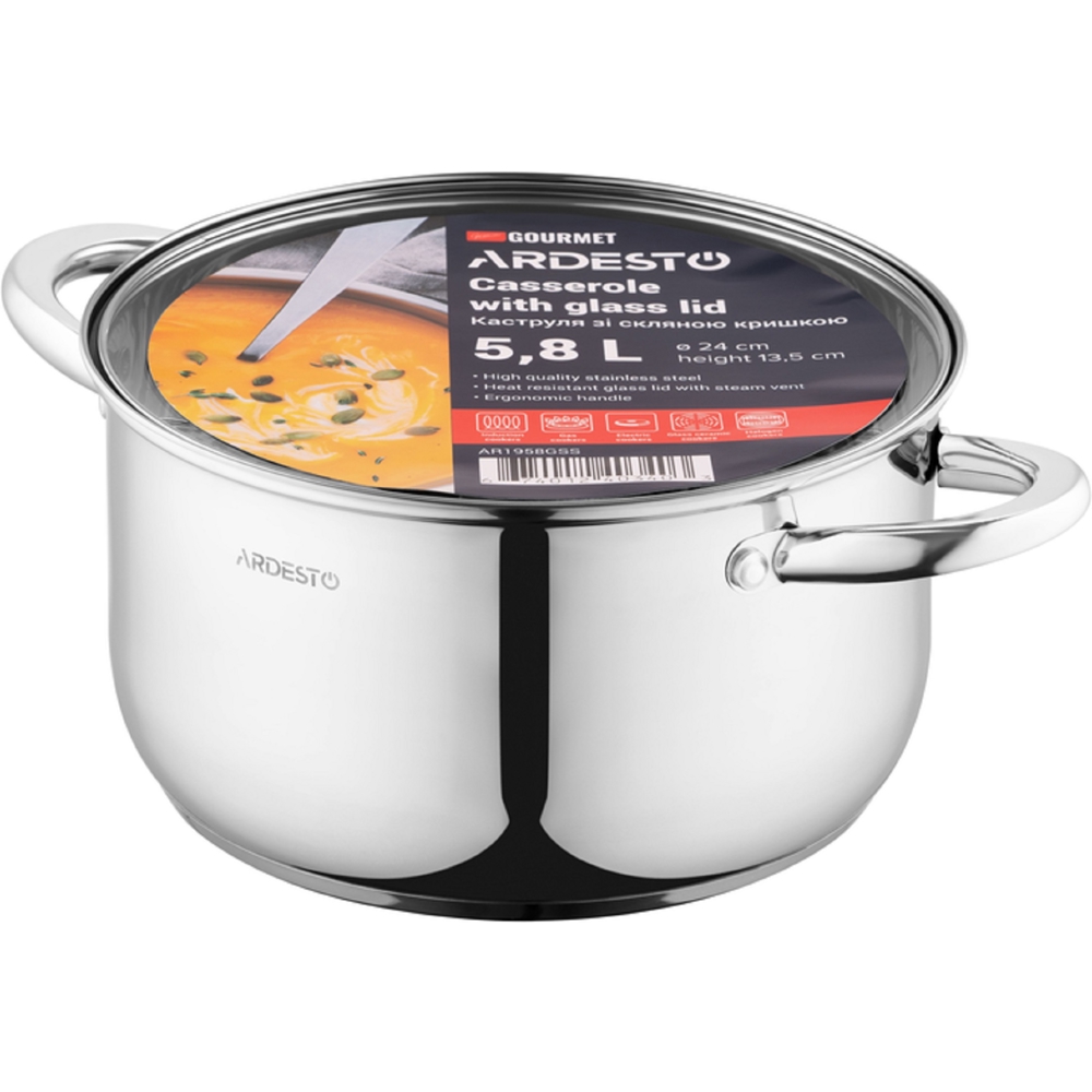 ქვაბი Ardesto AR1958GSS Gemini Gourmet Spoleto, 5.8L, 24cm, Silver