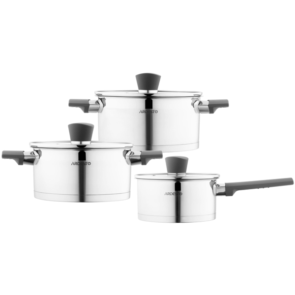 ქვაბების ნაკრები Ardesto AR3606G Gemini Trento, 6pcs Set, Silver