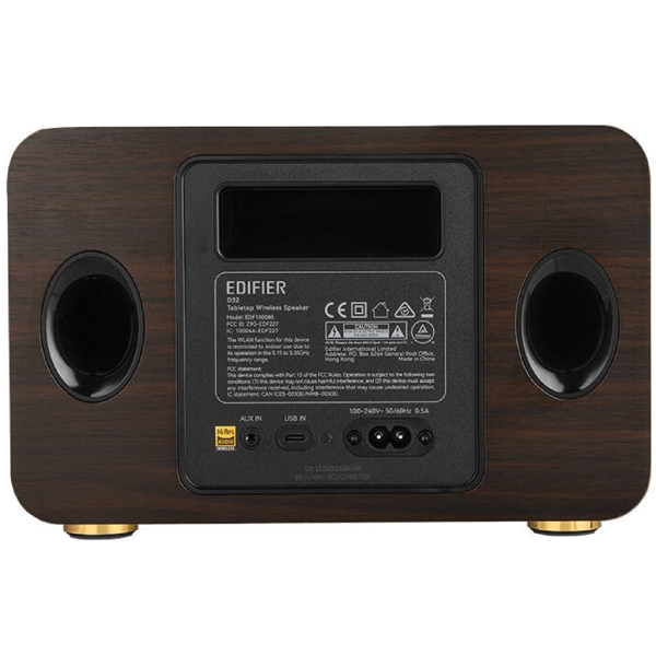 Edifier D32, 60W, Bluetooth, USB-C, AUX, Speaker, Black Walnut