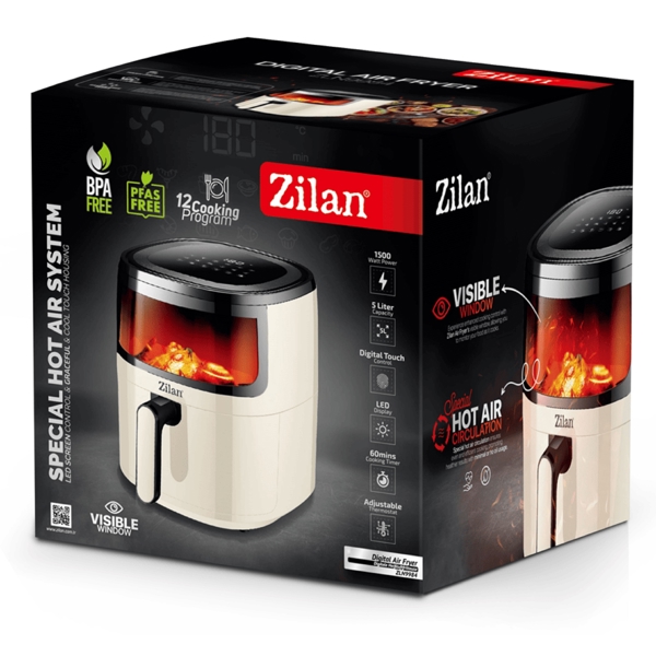 აეროგრილი Zilan ZLN9984, 1500W, 5L, Air Fryer, White/Black