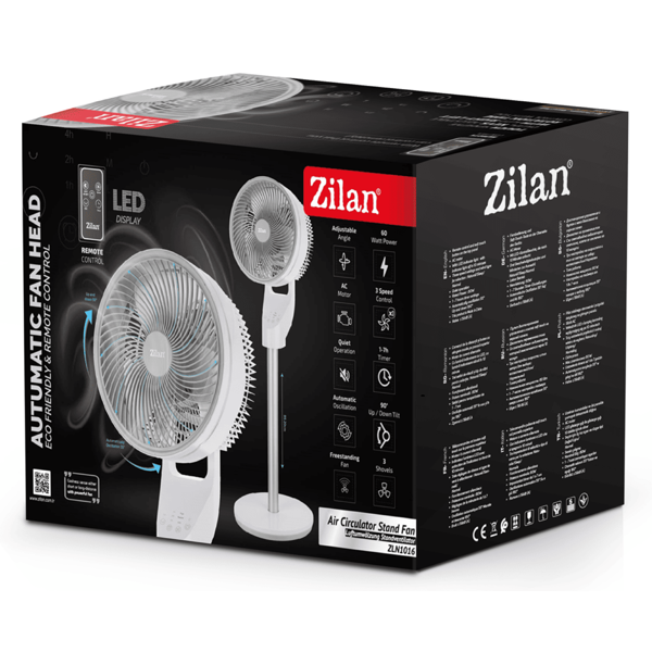 ვენტილატორი Zilan ZLN1016, 60W, Fan, White