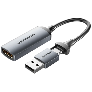 Capture Card Vention ACWHA, HDMI-A to USB-C/USB-A, 0.1m, Gray