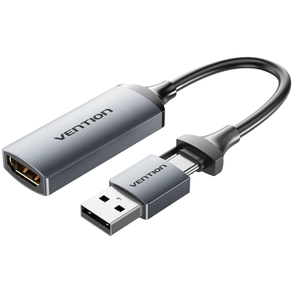 Capture Card Vention ACWHA, HDMI-A to USB-C/USB-A, 0.1m, Gray