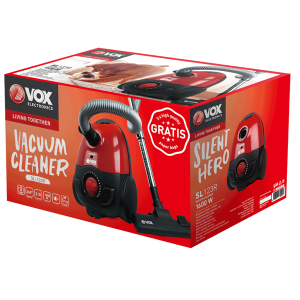 მტვერსასრუტი VOX SL123R, 1600W, 2.5L, Vacuum Cleaner, Red