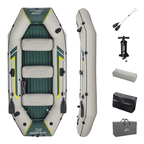 Bestway 65157, Ranger Elite 4 Set, 500Kg, Raft Set, Grey/Green