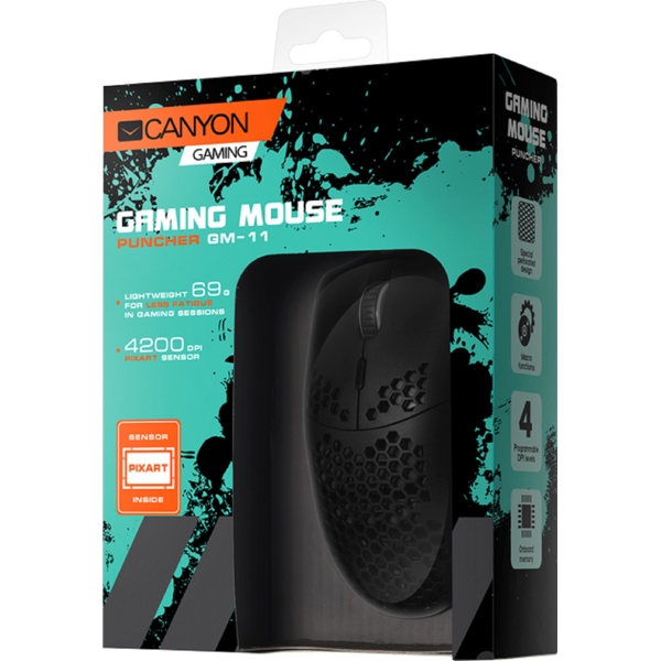 მაუსი Canyon CND-SGM11B Puncher GM-11, Wired, USB, Gaming Mouse, Black