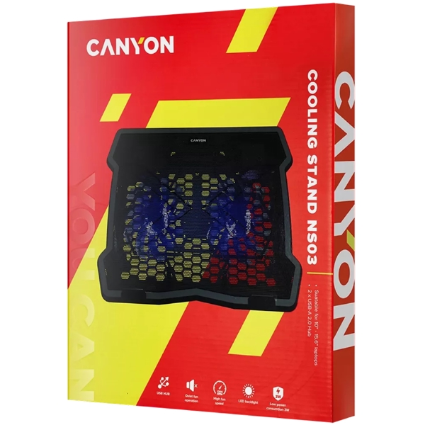 ნოუთბუქის გამაგრილებელი Canyon CNE-HNS03, Laptop Cooling Stand, Black