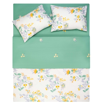 თეთრეულის ნაკრები Ardesto ART2022FE Gloria, Double Bed, Flowers Green