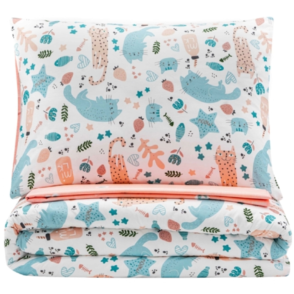 თეთრეულის ნაკრები Ardesto ART2022CP Gloria, Double Set, Cats Light Pink