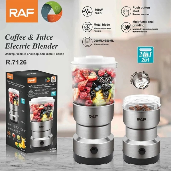 Raf R.7126, Coffe And Juice Blender, Silver