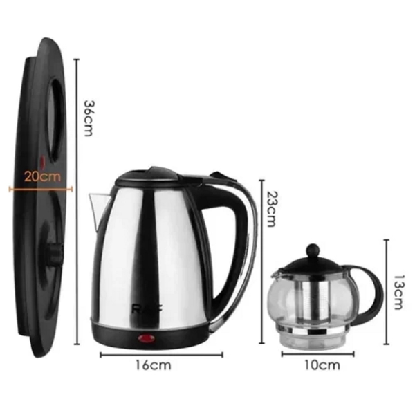 ელექტრო ჩაიდანი Raf R.7899, 2200W, 2.2L, Electric Kettle, Black/Silver