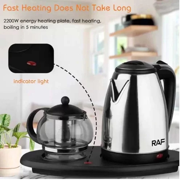 ელექტრო ჩაიდანი Raf R.7899, 2200W, 2.2L, Electric Kettle, Black/Silver