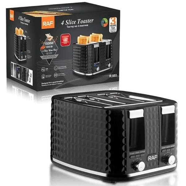 ტოსტერი Raf R.503, 1500W, Toaster, Black