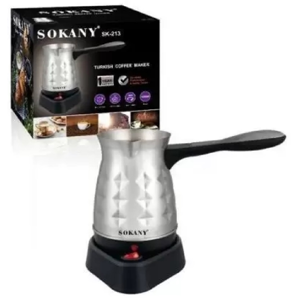 Sokany SK-213, 600W, 0.5L, Coffee Pot, Silver