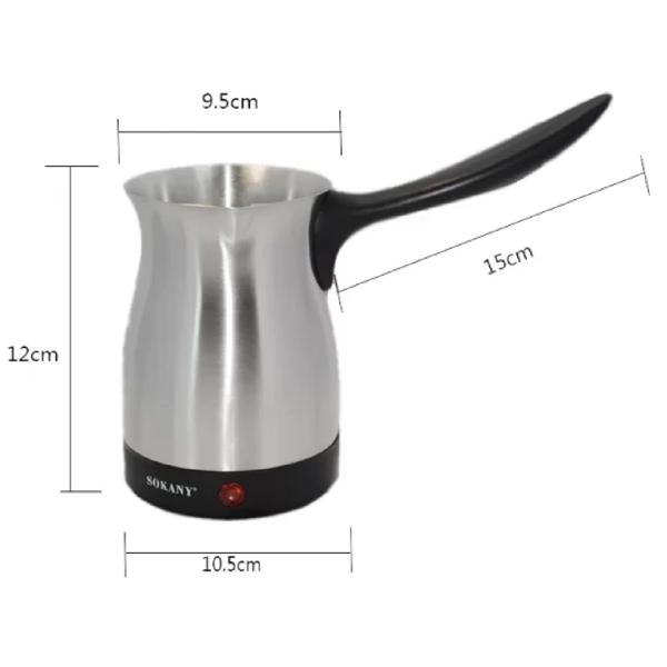 Sokany DL-203, 800W, 0.5L, Coffee Pot, Silver