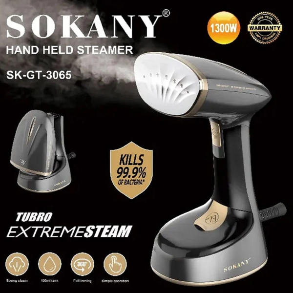 Sokany 3065, 1500W, 120ML, Steam Iron, Grey