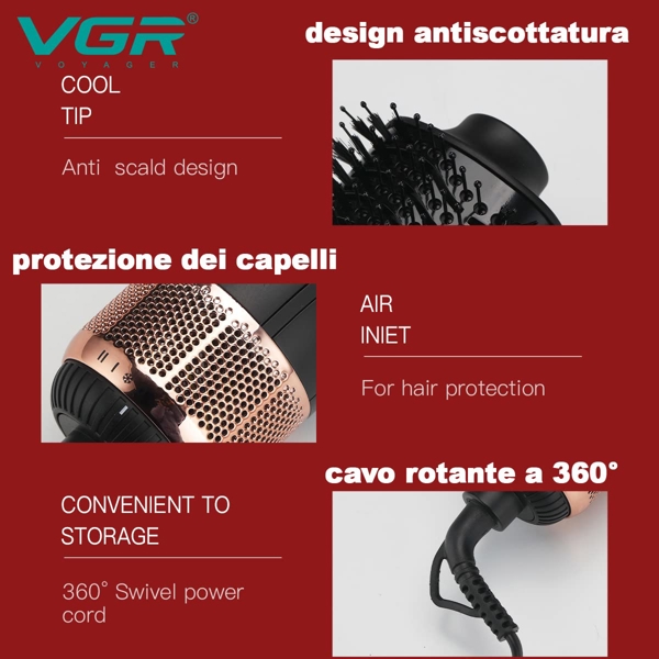 VGR V492, 1000W, Hair Styler, Black