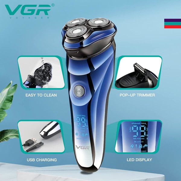 წვერსაპარსი VGR V-305, Electric Shaver, Blue