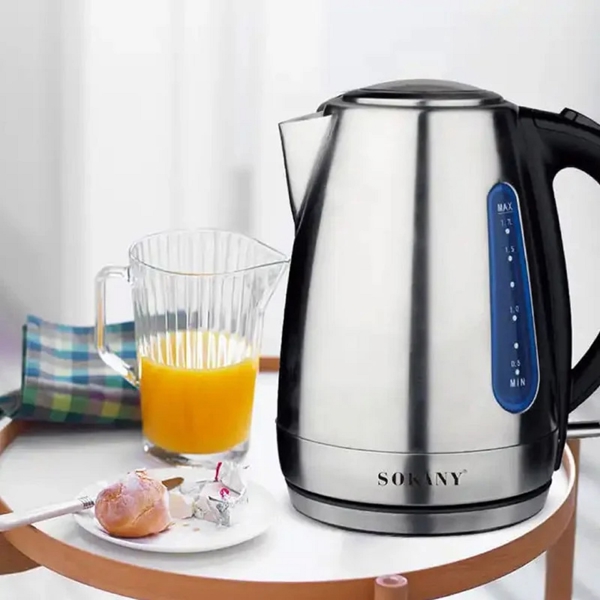 ელექტრო ჩაიდანი Sokany KT-S12, 2200W, 1.7L, Electric Kettle, Silver