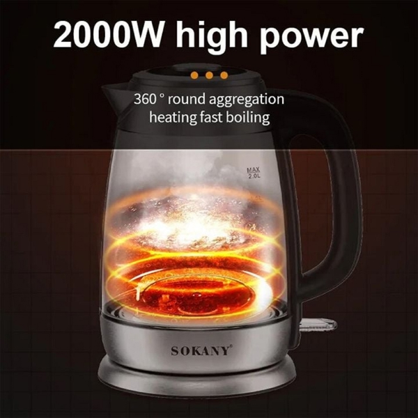 ელექტრო ჩაიდანი Sokany SK-1069, 2000W, 2L, Electric Kettle, Silver