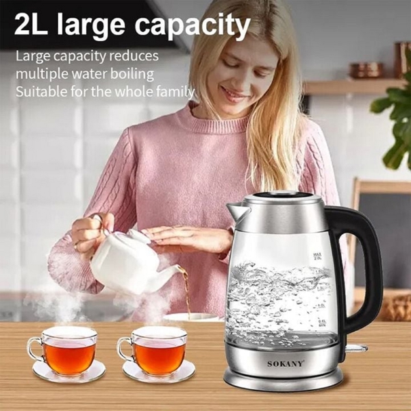 ელექტრო ჩაიდანი Sokany SK-1069, 2000W, 2L, Electric Kettle, Silver