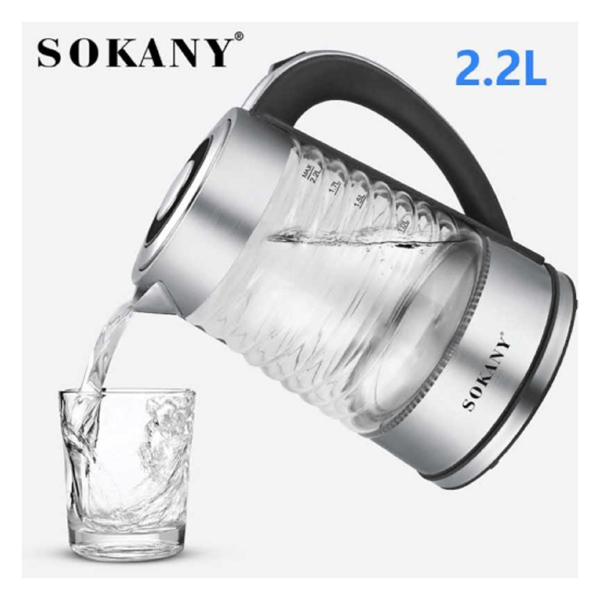 ელექტრო ჩაიდანი Sokany SK-1027, 2200W, 2.2L, Electric Kettle, Silver