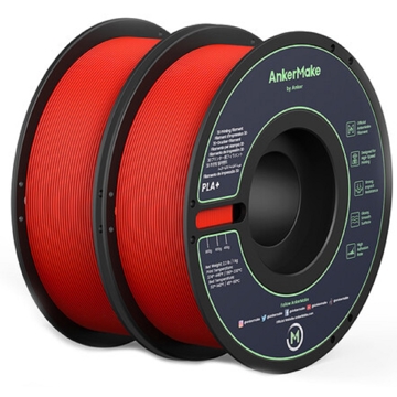 AnkerMake V6110191, 2Pcs, PLA+ 3D Printing Filament, Red