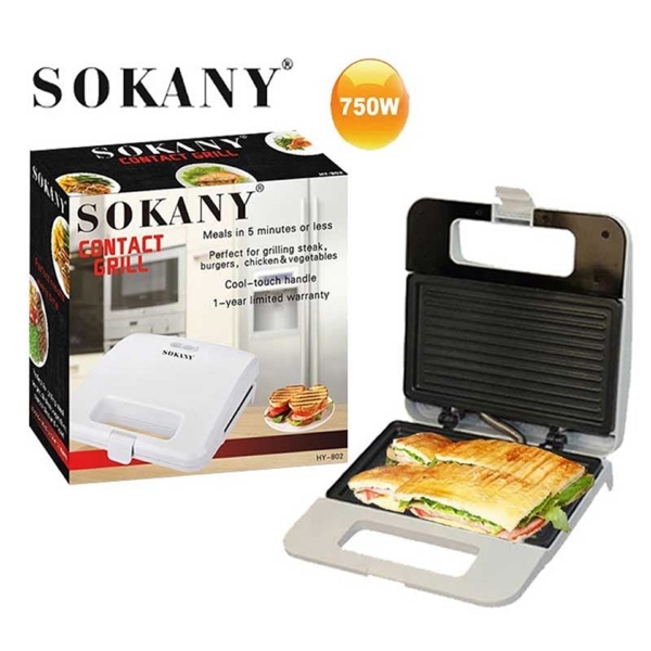 სენდვიჩის აპარატი Sokany HY-802, 750W, Sandwich Maker, White