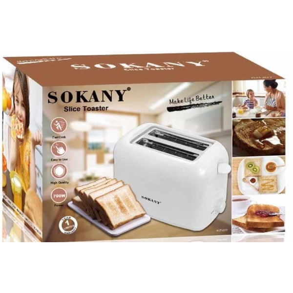 Sokany HJT-022, 700W, Toaster, White