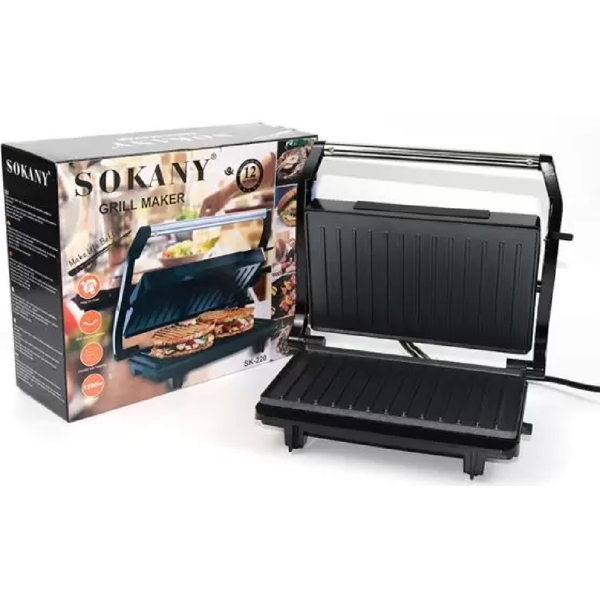 სენდვიჩის აპარატი Sokany SK-220, 1200W, Sandwich Maker, Black 