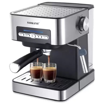 Sokany SK-6862, 850W, 1.6L, Coffee Machine, Black/Inox