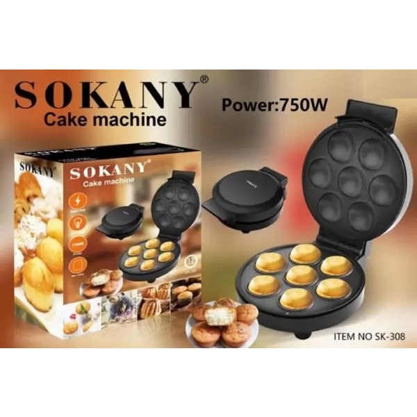 მაფინის საცხობი აპარატი Sokany SK-308, 750W, Cake Machine, Black