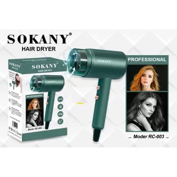 Sokany rc-003, 1600W, Hair Dryer, Green