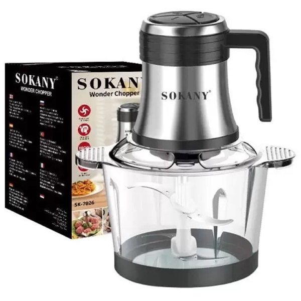 Sokany SK-7026, 800W, 3L, Chopper, Silver/Black