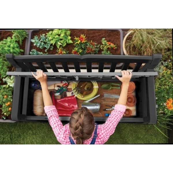 სკამი სათავსოთი Keter Eden, 265L, Garden Bench, Grey