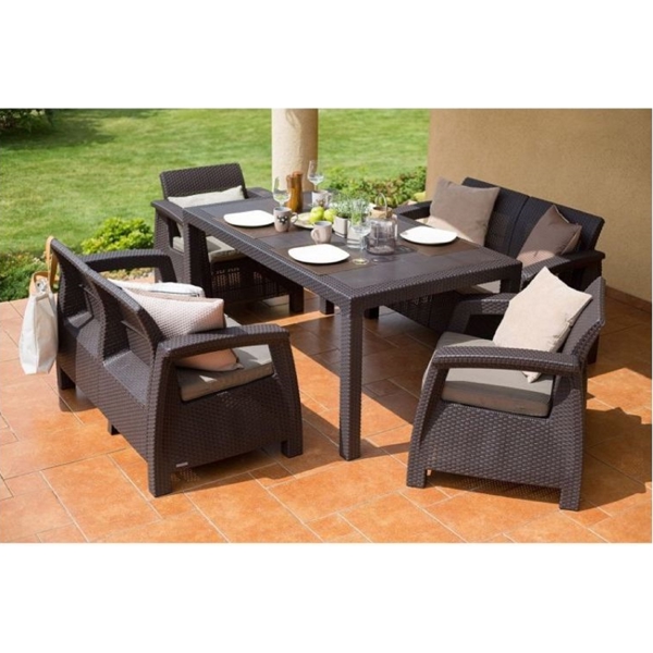 ბაღის ავეჯის ნაკრები Allibert CORFU II FIESTA, Garden Furniture Set, Whisky Brown