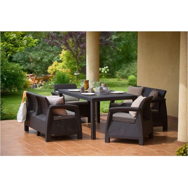 ბაღის ავეჯის ნაკრები Allibert CORFU II FIESTA, Garden Furniture Set, Whisky Brown