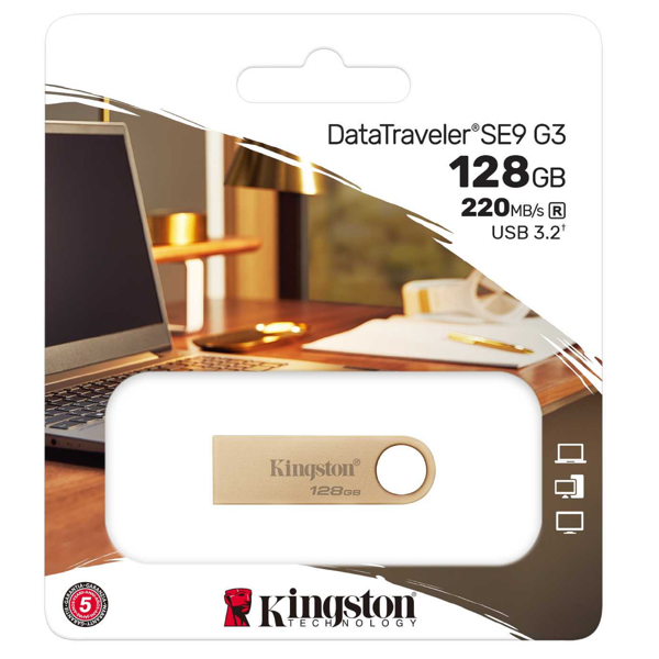 Kingston DTSE9G3/128GB DataTraveler, 128GB, USB 3.2, Gold