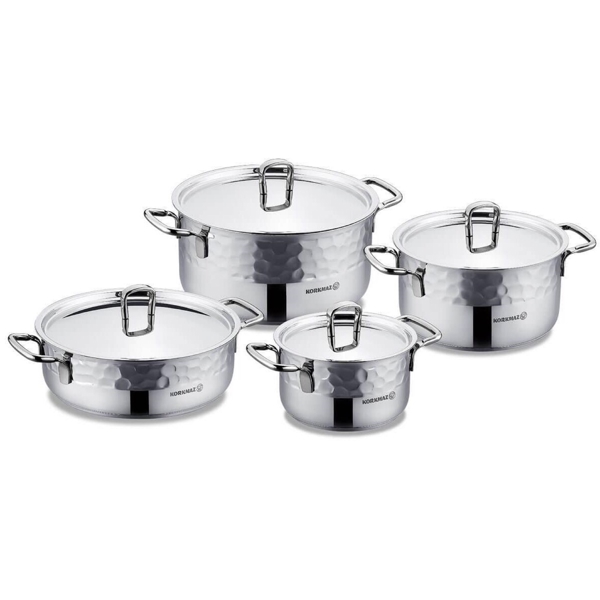 ქვაბების ნაკრები Korkmaz A1963-1 Erna, 8Pcs, Inox