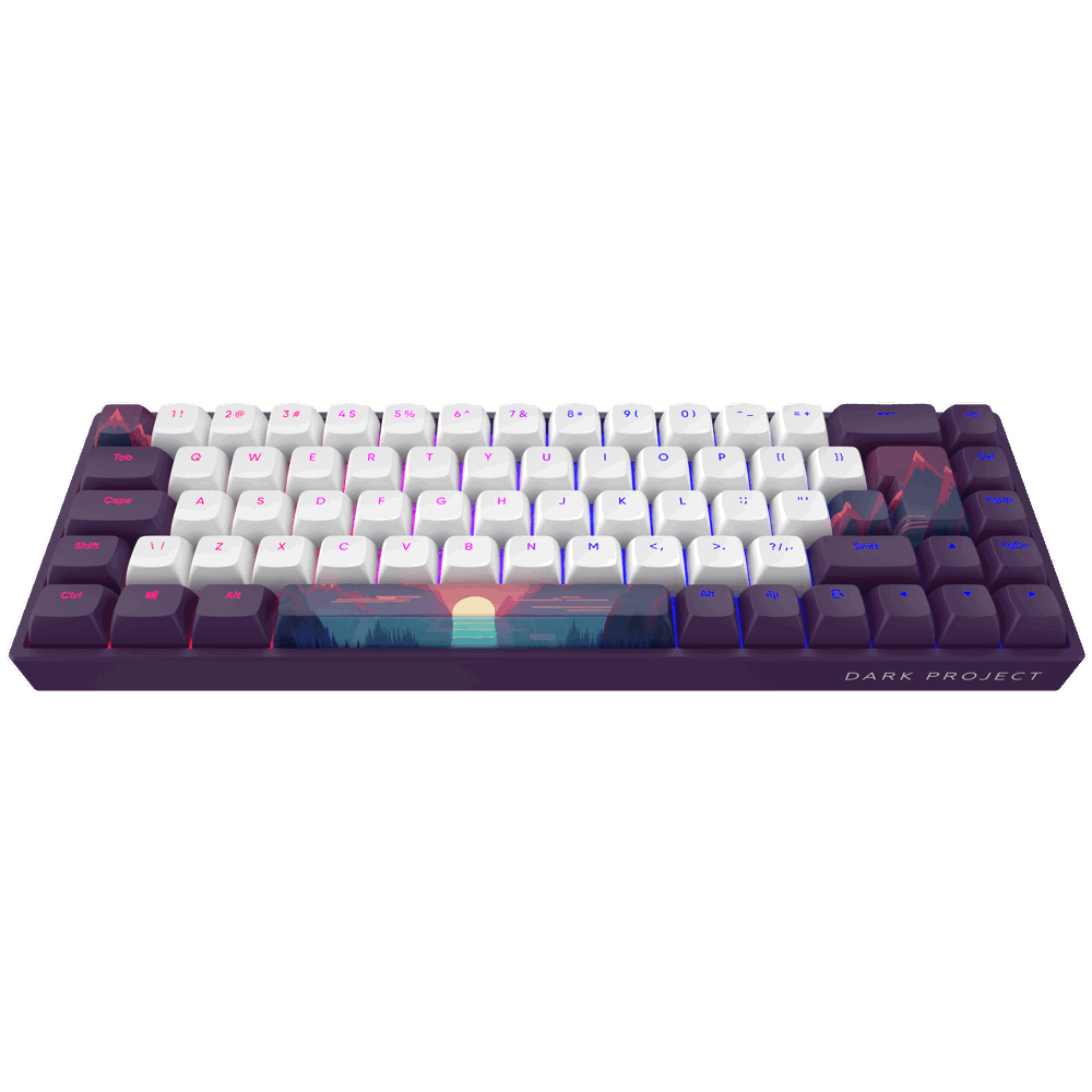 კლავიატურა Dark Project DPP688_GSH_SUNR_ANSI_EN 68 Sunrise, Wired, USB, Gaming Keyboard, White/Purple