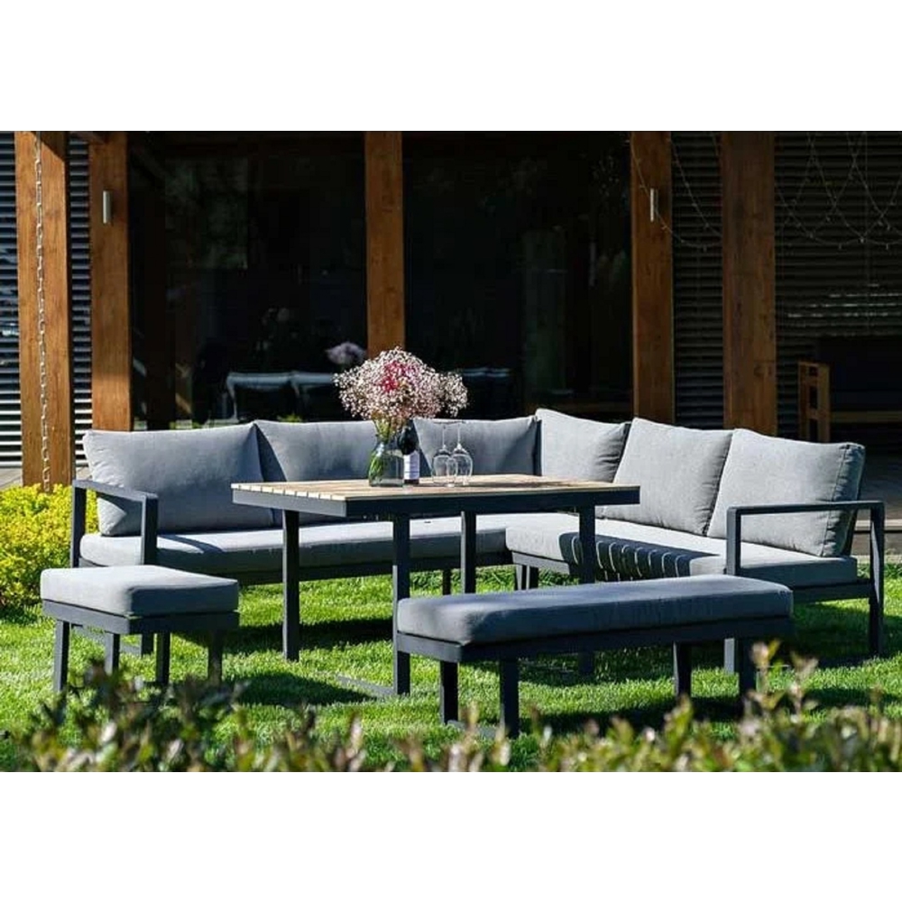 ბაღის ავეჯის ნაკრები Domino Topa Collection, Garden Furniture Set, Grey