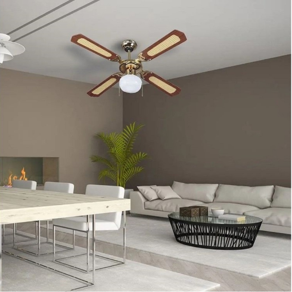 V-TAC 1xE27 7914, 50W, Chandelier Ceiling Fan, Gold