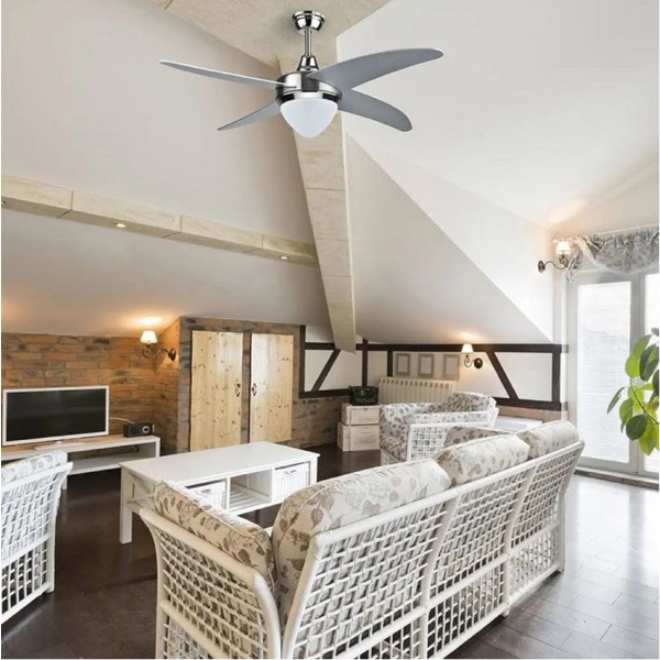 ჭაღი-ვენტილატორი V-TAC LED 7915, 60W, Chandelier Ceiling Fan, Silver