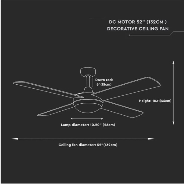 ჭაღი-ვენტილატორი V-TAC 2xE27 7918, 60W, Chandelier Ceiling Fan, Silver