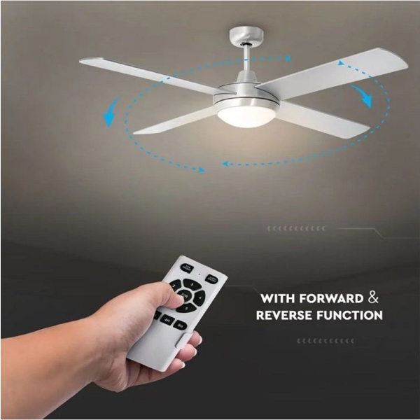 ჭაღი-ვენტილატორი V-TAC 2xE27 7918, 60W, Chandelier Ceiling Fan, Silver